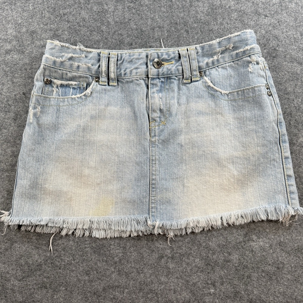 Vintage Aeropostale Skirt Womens 1/2 Light Wash Denim Low Rise Mini Cotton Y2K